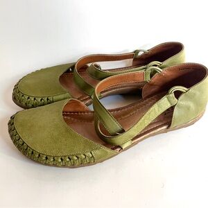 JAFA Artisan Green Leather Women's Closed Toe Sandals Shoes